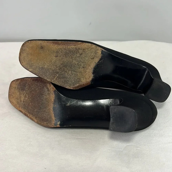 Stuart Weitzman || Black Fabric Square Toe Heels size 7.5 6213999 - Picture 5 of 7